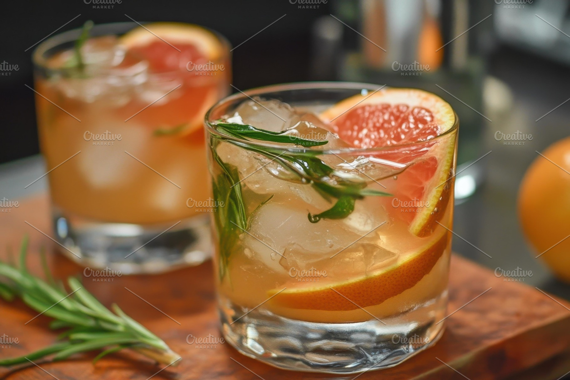 Refreshing cocktails with ice and ci, a Photo by Tanuart