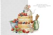 Mice and Birthday Cake Clipart&Card, an Illustration by AlenaVlasko stock Market (Thumbnail 3 of 5)