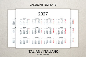 2027 calendar template in Italian, a Stationery Template by Ederella