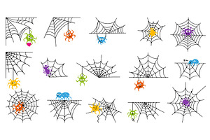 Cobweb with spiders. Funny spider on, an Animal Illustration by Valerie Bodnar