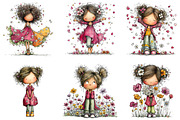 Girl & Flower Spring Clipart, an Illustration by CraftArtStudio (Thumbnail 5 of 6)