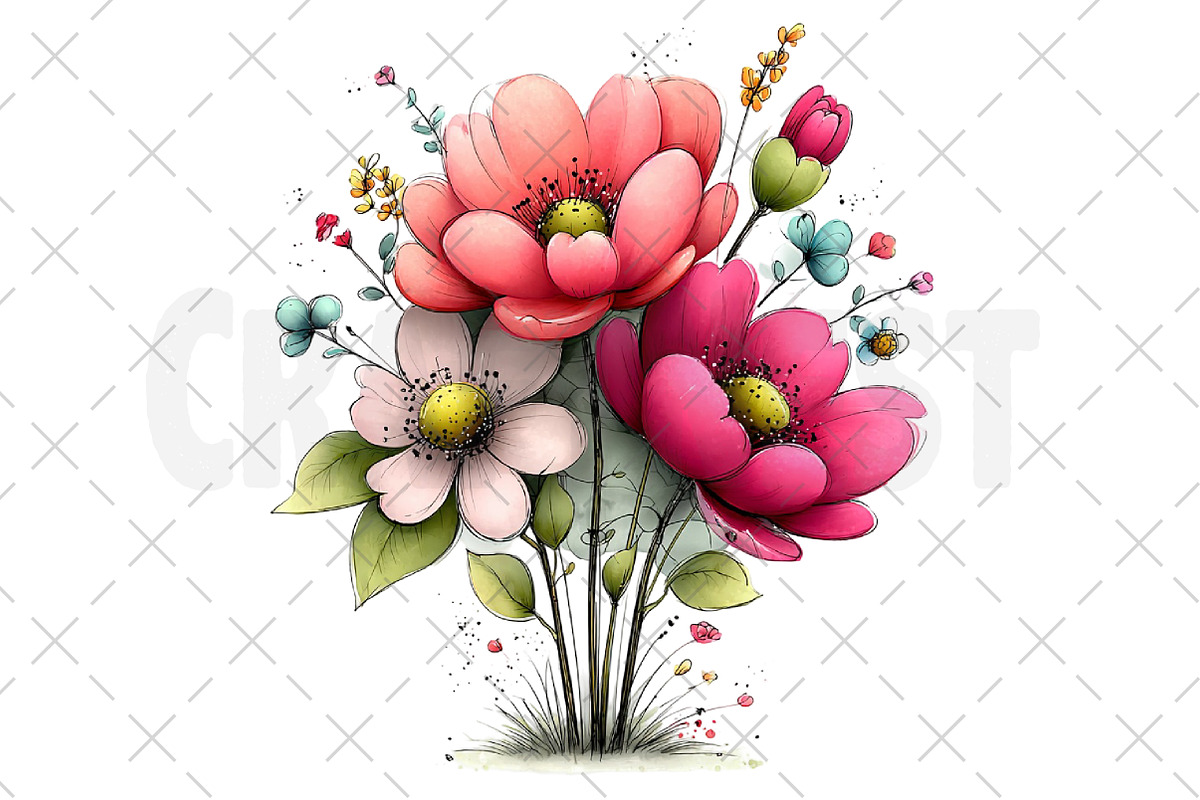 Whimsical Summer Flowers Clipart, an Illustration by Craft Nest (Photo 10 of 12)