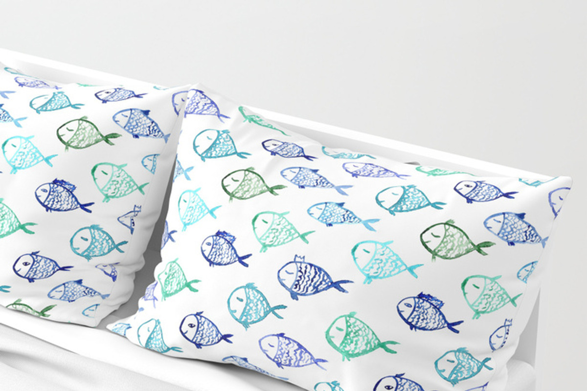 Watercolor fish pattern, a Pattern Graphic by Katerina Tova (Photo 1 of 3)