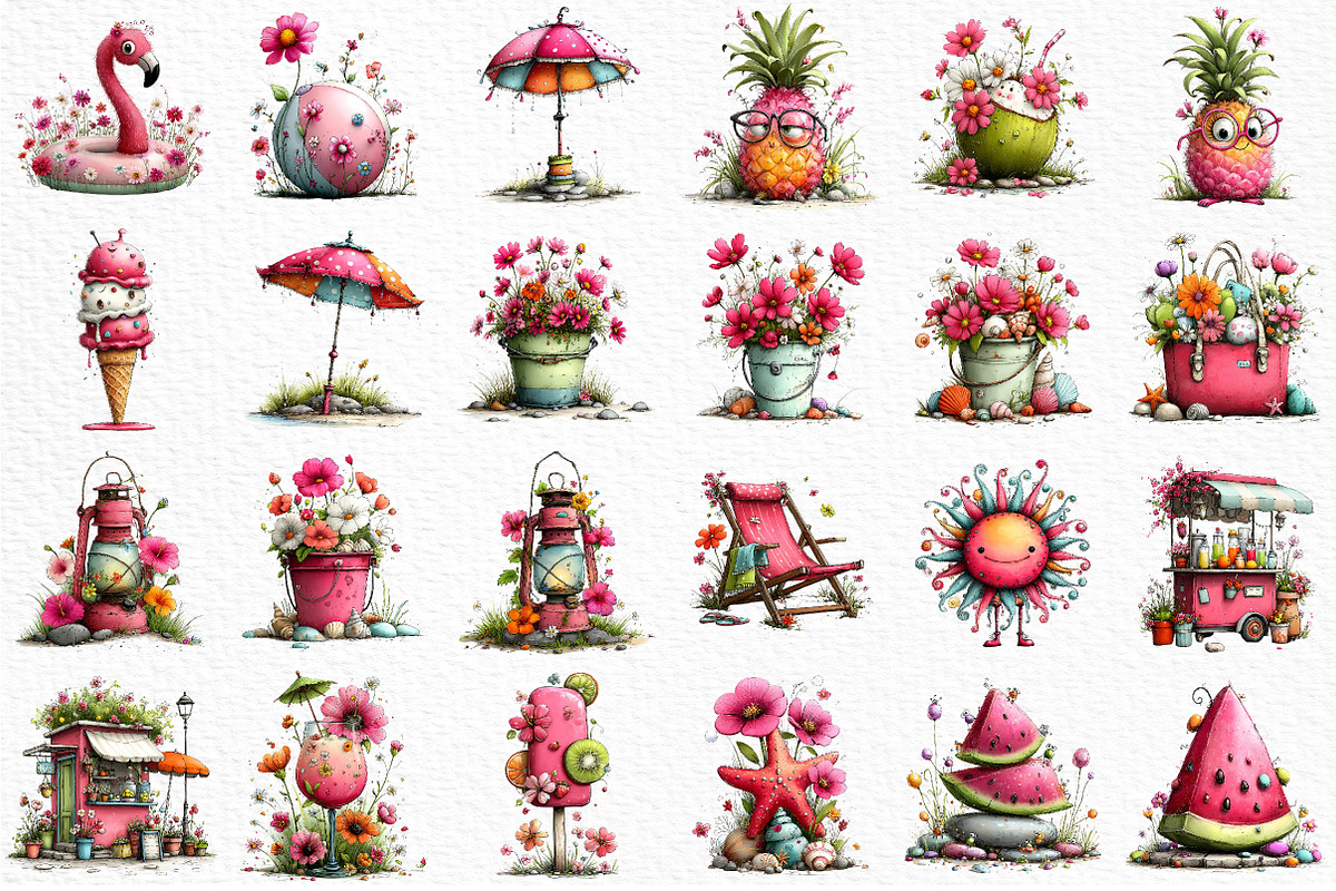 Whimsical Summer Clipart, an Illustration by Craft Nest (Photo 6 of 12)