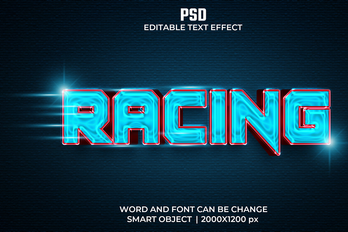Racing 3d Editable Psd Text Effect, a Layer Style Add-On by bdrobin (Photo 2 of 2)