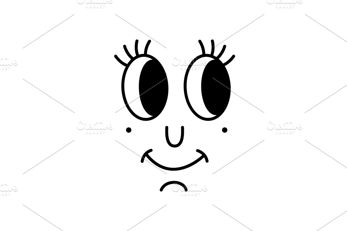 Cute cartoon face with big oval eyes, an Object Illustration by GraphiShop