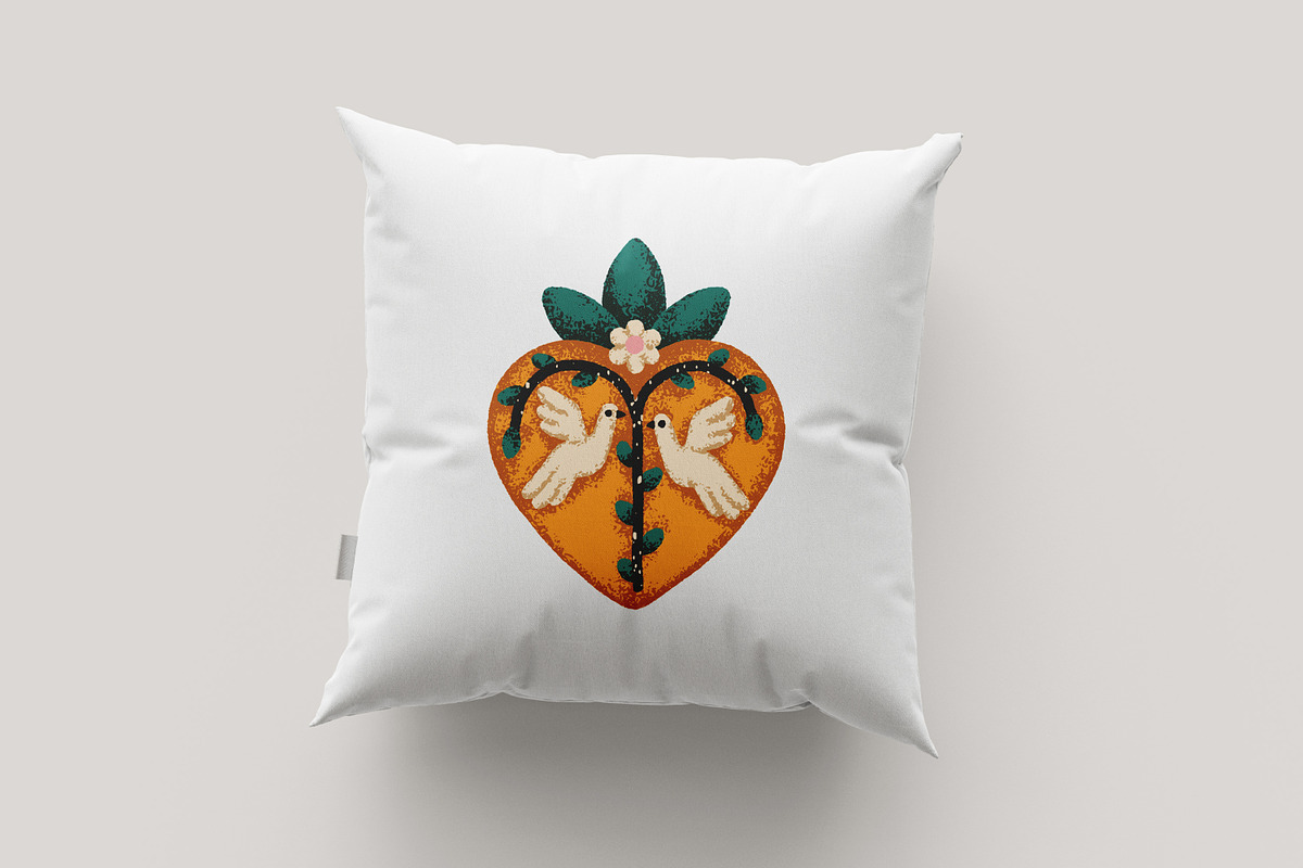 Vintage sacred Mexican hearts set, a Decorative Illustration by Good Studio (Photo 7 of 10)