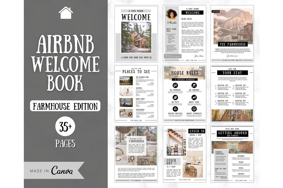 Airbnb Welcome Book Template 35pgs, a Poster Template by Templatables (Photo 1 of 8)