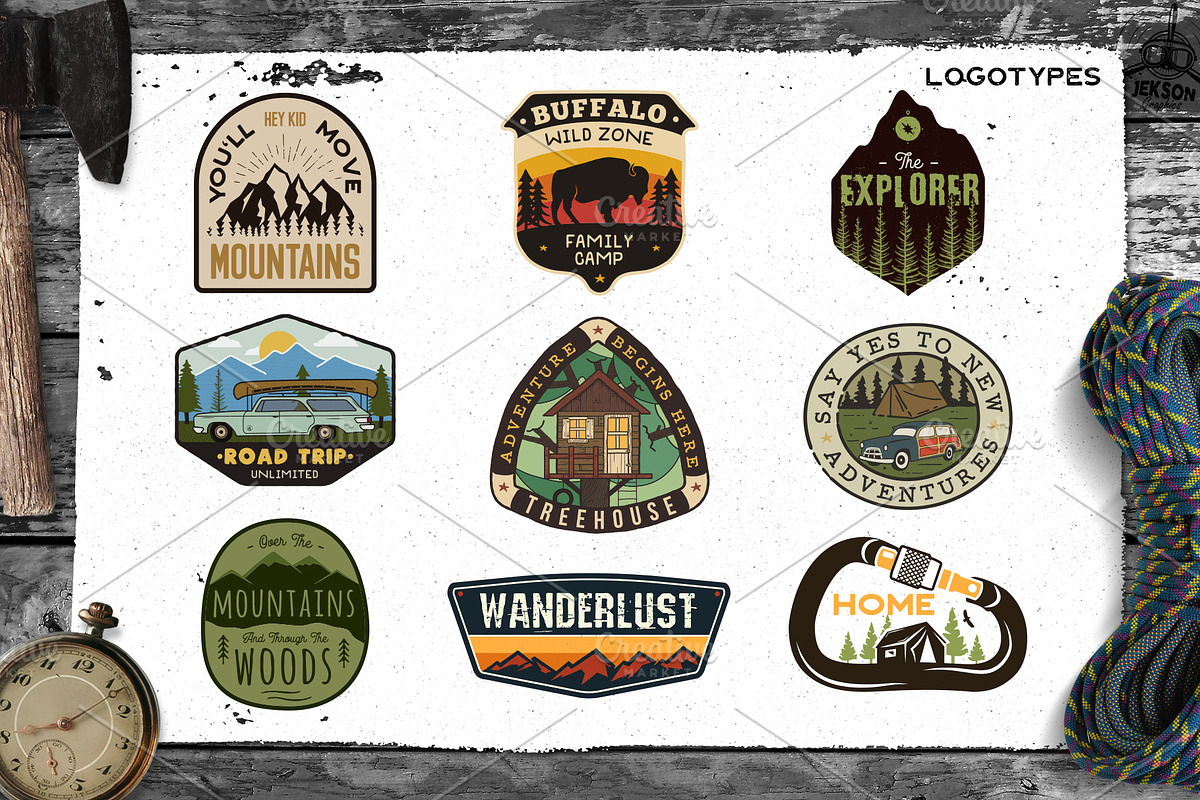 Vintage Camp Badge Logo Mega Kit, a Branding & Logo Template by JeksonGraphics (Photo 22 of 37)