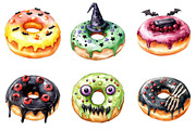 Spooky Halloween Donut Clipart, a Seasonal Illustration by CitraGraphics (Thumbnail 2 of 8)