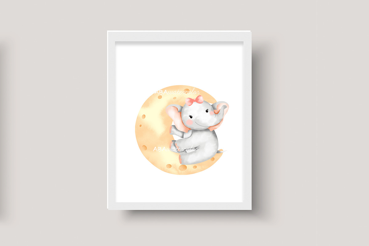Cute Baby Elephant Clipart, an Illustration by ABAwatercolor (Photo 3 of 4)