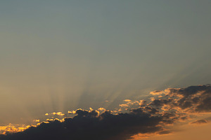 Golden sunset with sun rays shining, a Background Photo by Elena Vagengeim