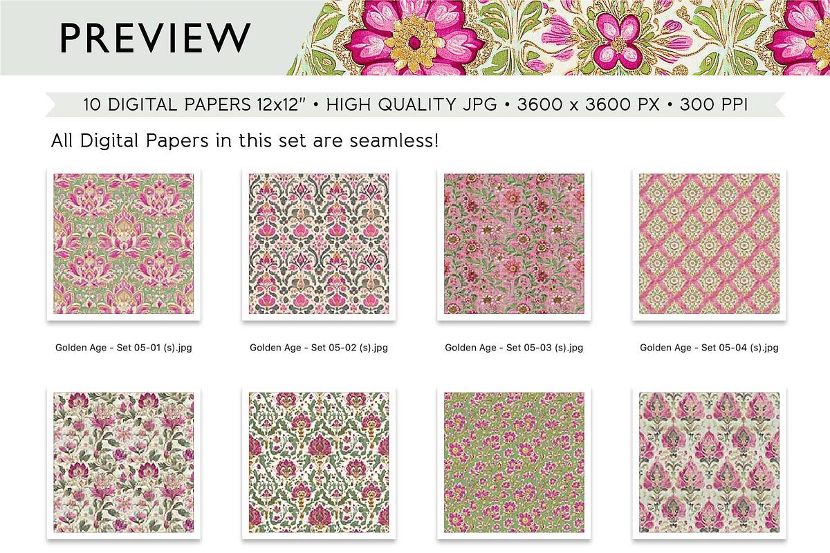 Intricate Indian Floral Patterns, a Pattern Graphic by Maishop (Photo 4 of 4)
