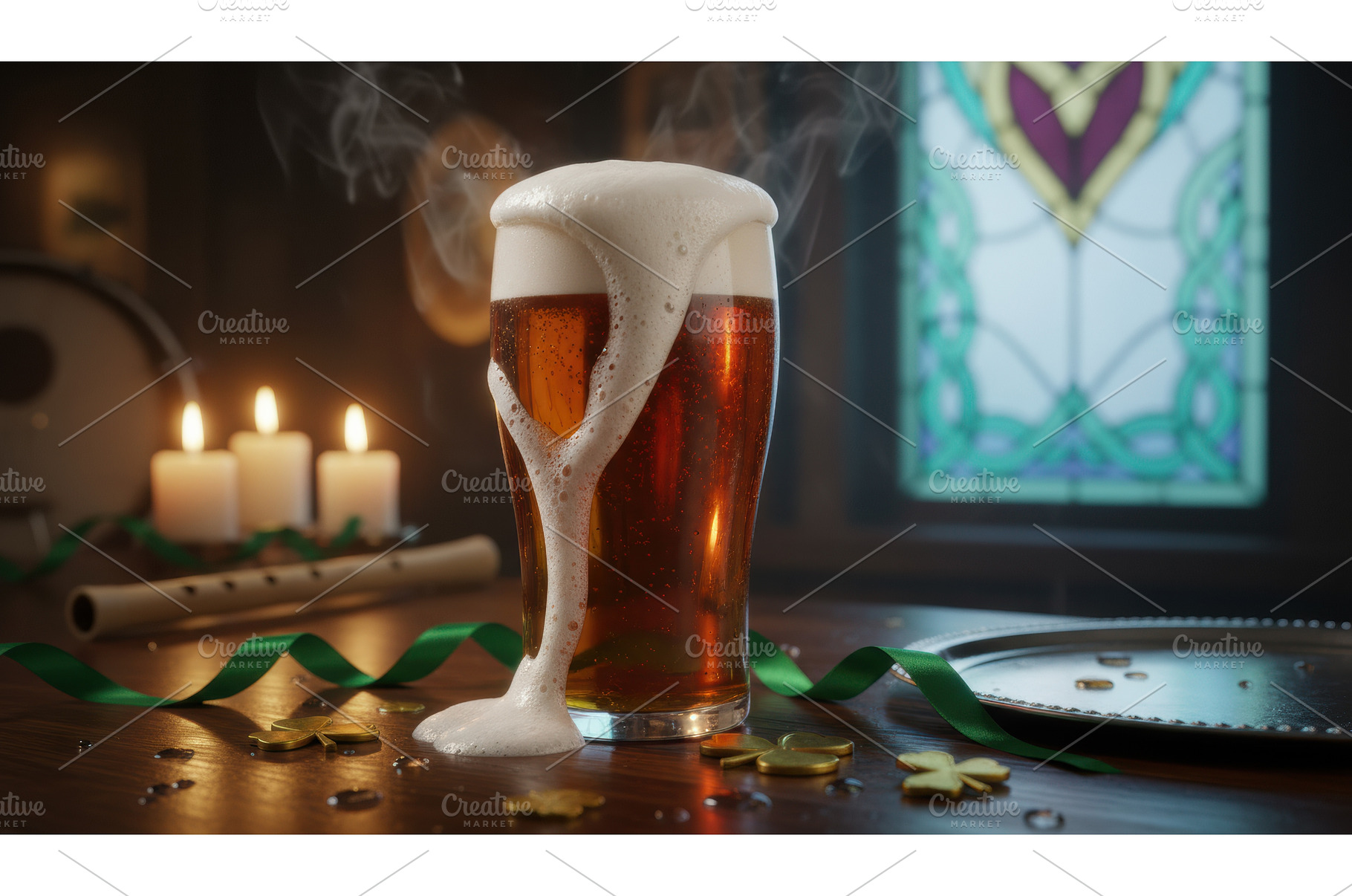 Mug of frothy dark beer sits on a, a Food & Drink Photo by Igor Tichonow