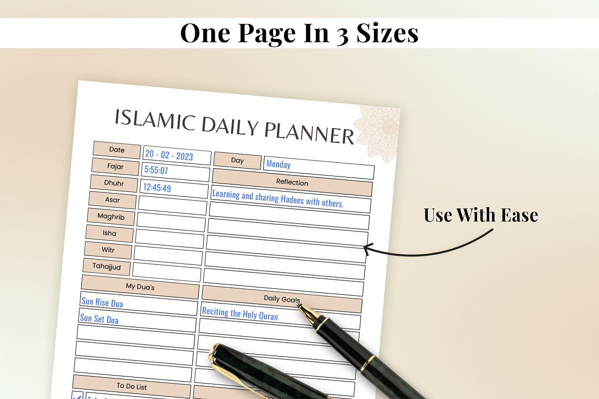 Muslim Daily Planner, a Print Template by Snapybiz
