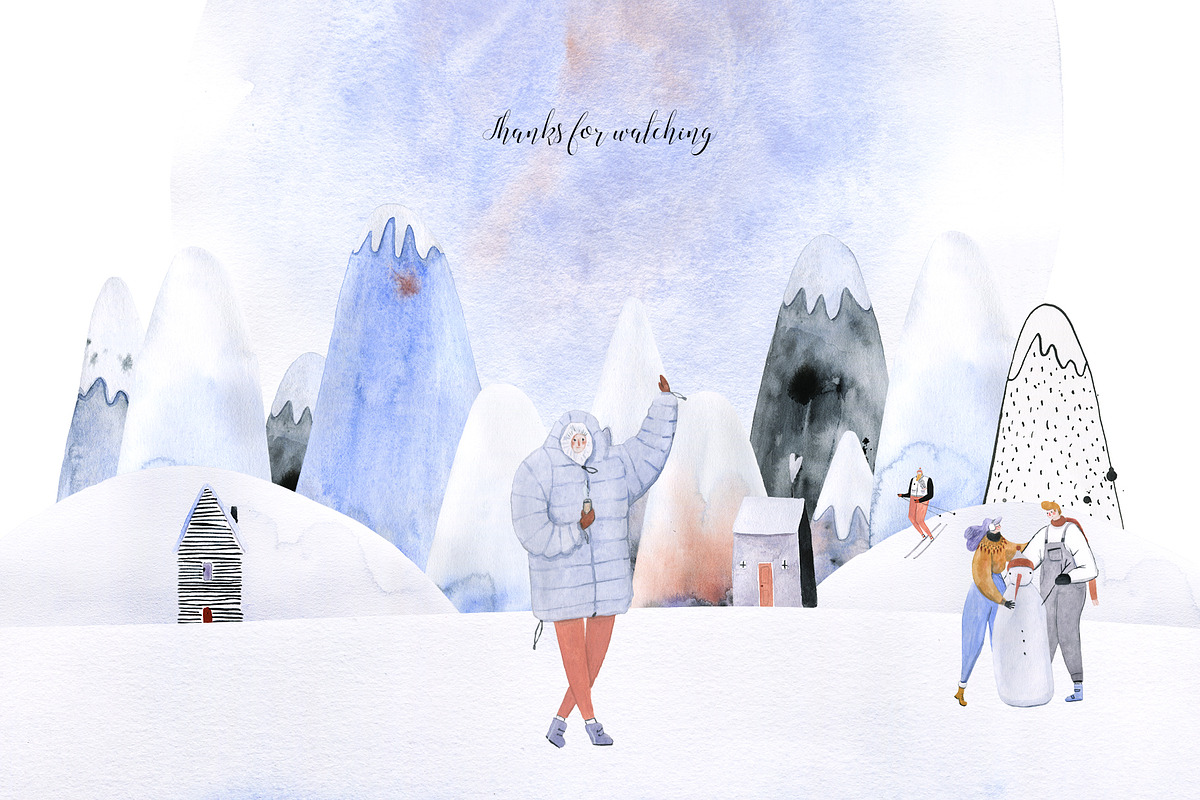 A Walk in the Mountains Watercolors, a Decorative Illustration by Bibela (Photo 14 of 14)