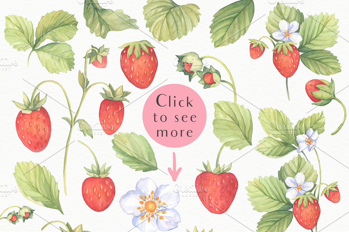 Sweet Watercolor Strawberry, a Decorative Illustration by Irina Diasli (Photo 4 of 7)