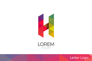 Letter H Vector Origami Logo icon.
