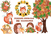 Watercolor forest animals clipart, an Animal Illustration by vivastarkids (Thumbnail 1 of 3)