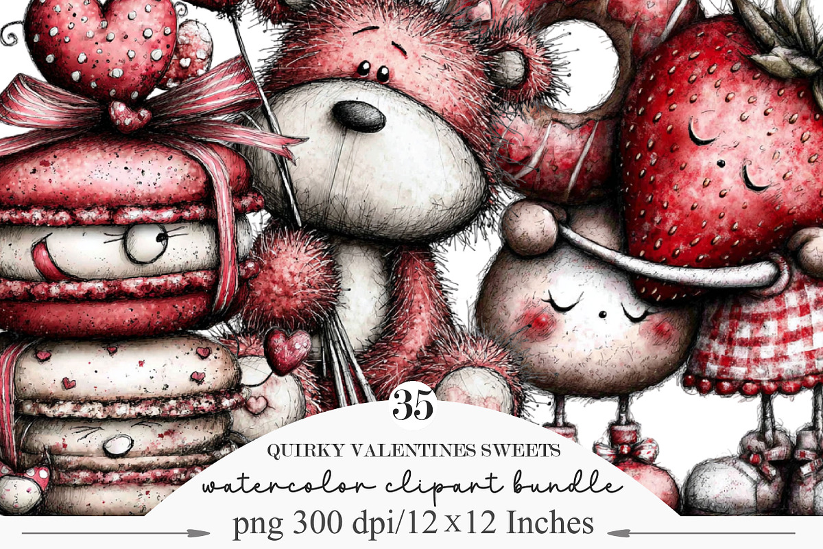 Quirky Valentines Sweets Clipart, an Illustration by Designking (Photo 1 of 5)