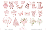 Watercolor Love Woodland Clipart Set, an Illustration by MockupWizard (Thumbnail 3 of 6)