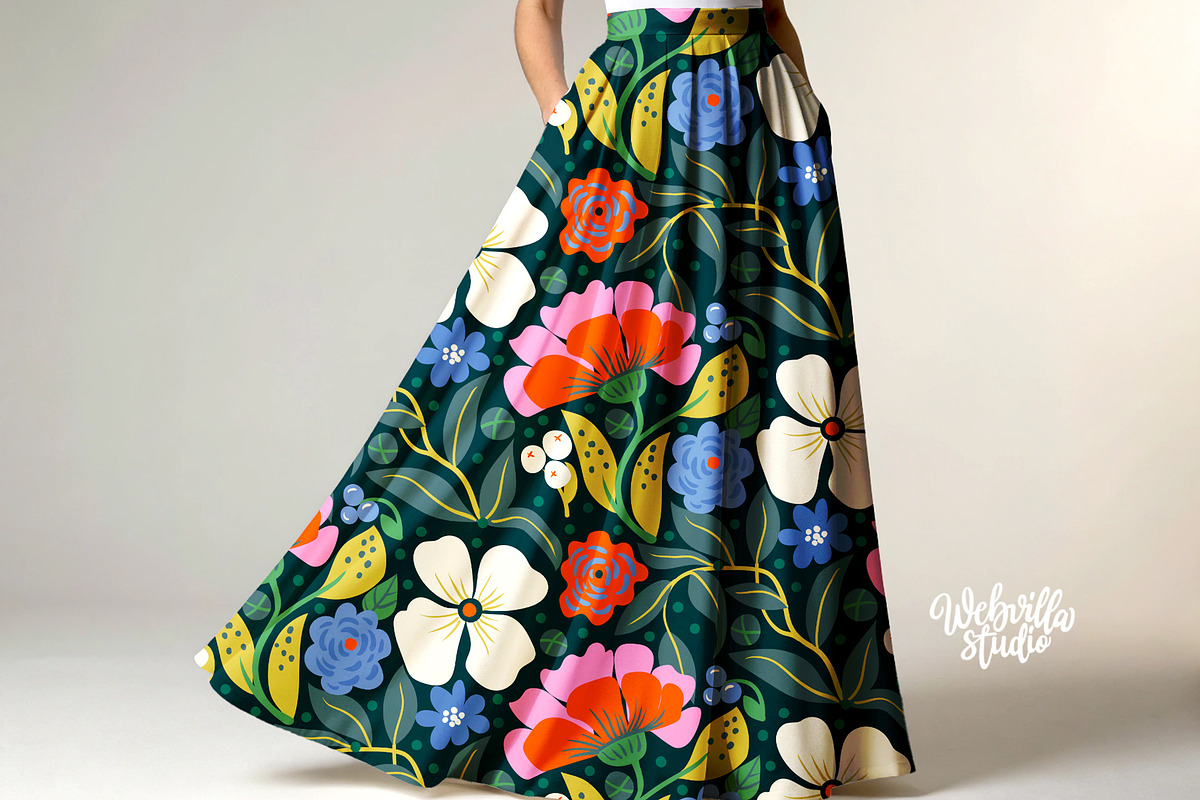 Folk Bloom Garden Pattern, a Pattern Graphic by Bloomart Studio (Photo 2 of 5)
