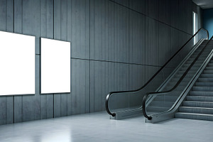 Blank Posters in Modern Subway Stati, a Business Photo by Stock Shape