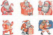 Hand Drawn Santa Christmas Clipart, an Illustration by Black Bird Studio (Thumbnail 4 of 6)