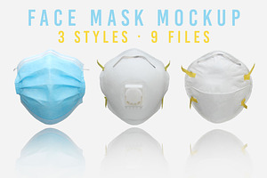 3 Medical Face Mask Mockup Set