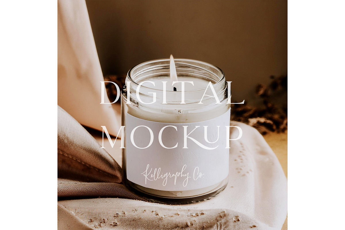 Moody Candle Label PSD Mockup, a Mockup by Kelligraphy Co. (Photo 1 of 2)