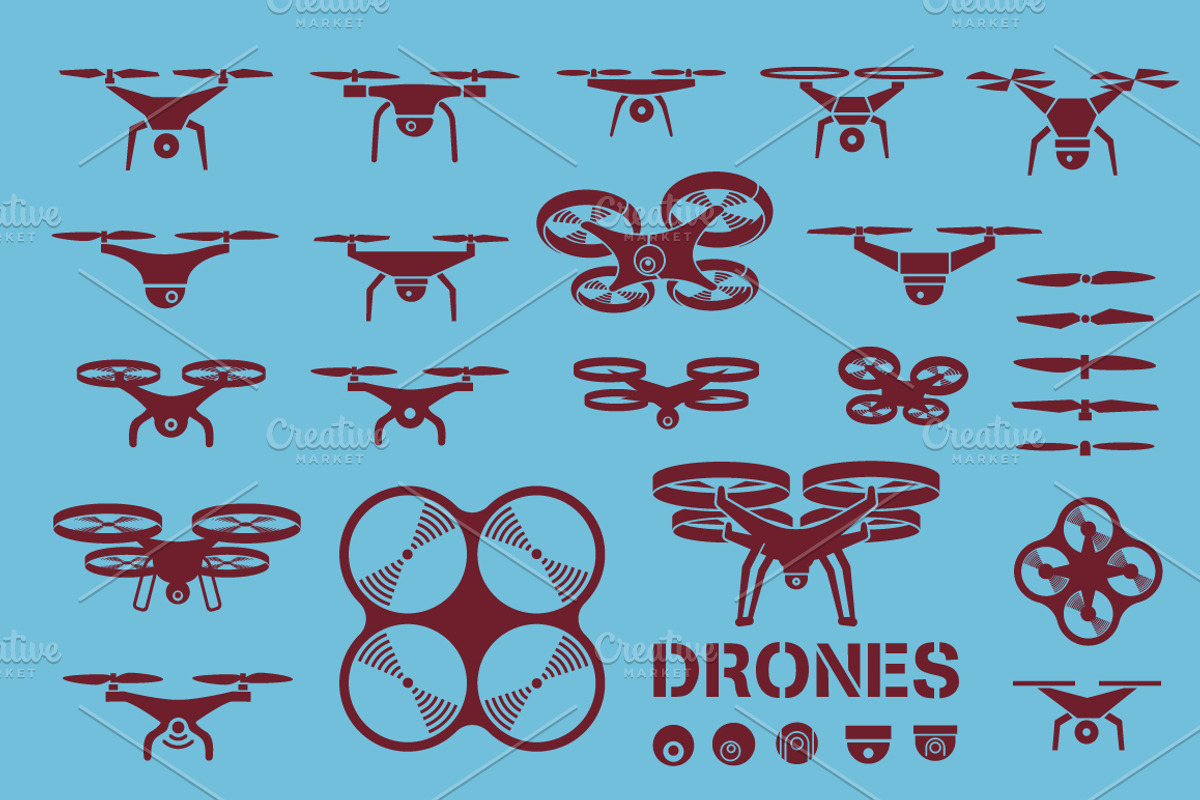 Drone icons set, an Icon by Poloviiinkin (Photo 1 of 2)