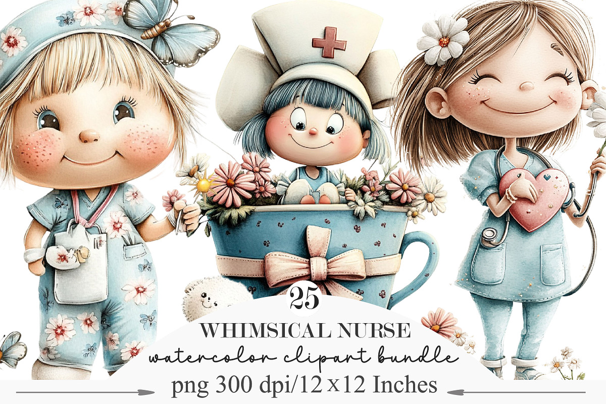 Whimsical Nurse PNG Clipart, a Seasonal Illustration by Designking (Photo 1 of 5)