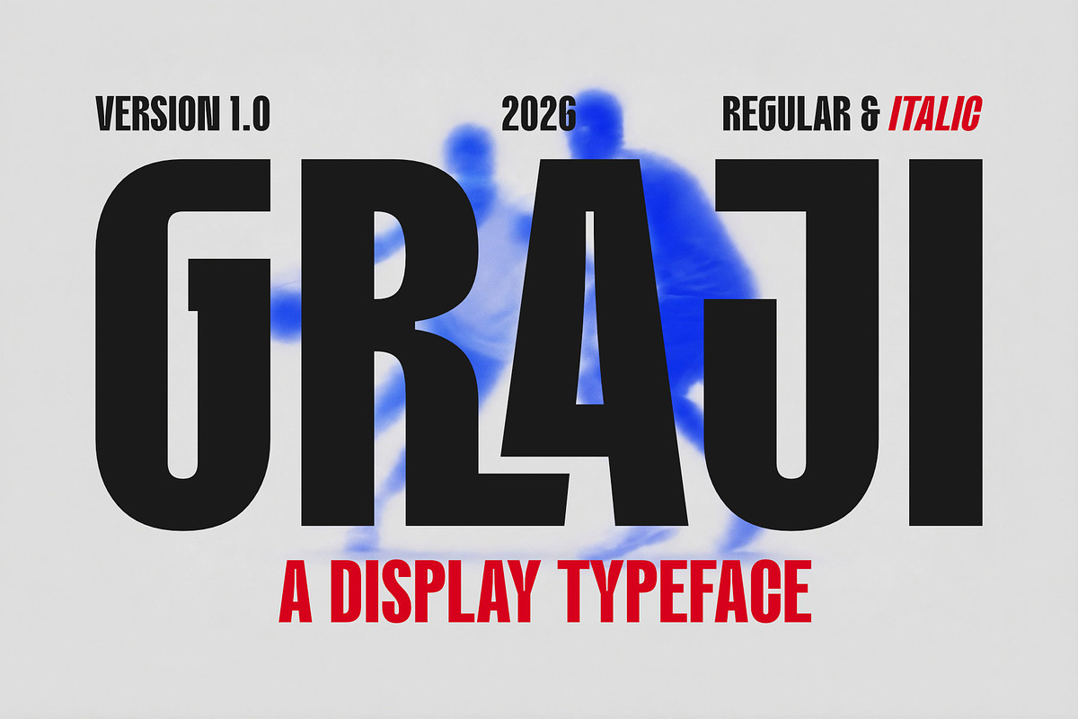 Graji – Bold Condensed Sports Font, a Sans Serif Font by Satriyo Atmojo (Photo 1 of 7)