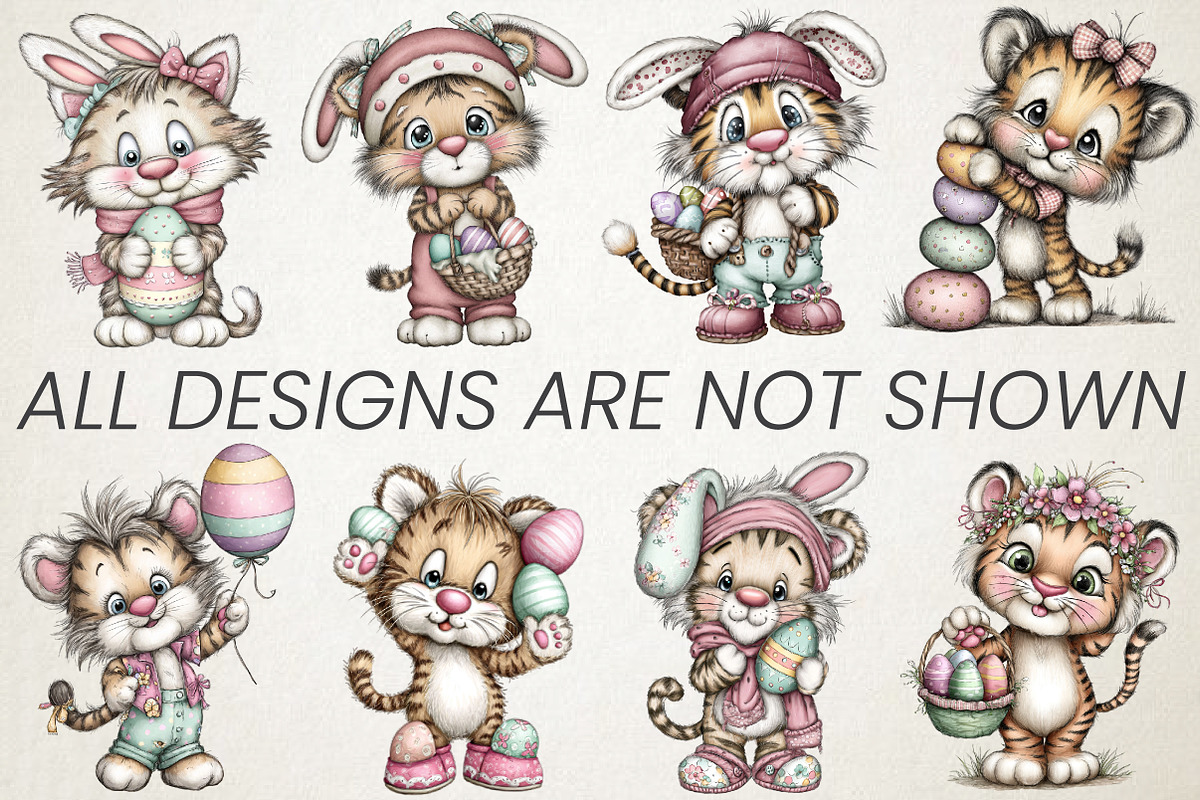 Quirky Easter Tiger Clipart Bundle, an Animal Illustration by RobertsArt (Photo 5 of 6)