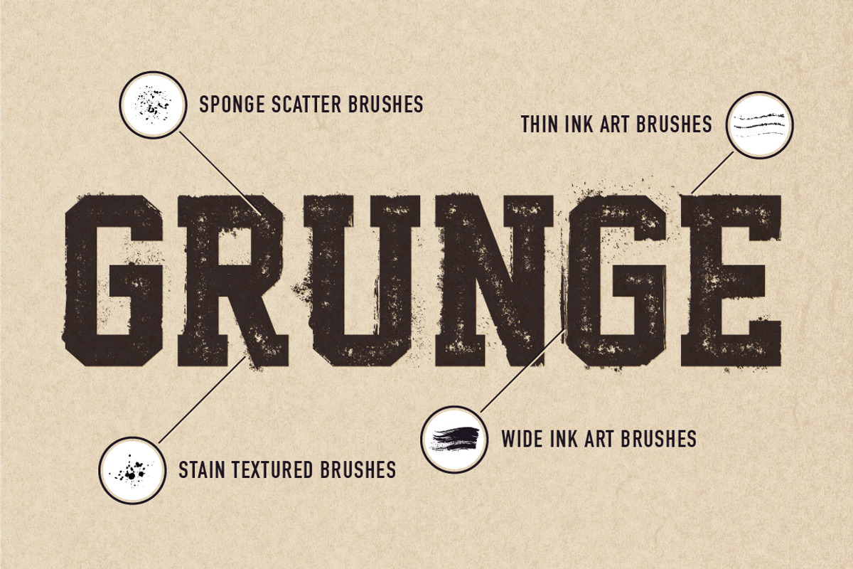 60+ Grunge Brushes for Illustrator, a Brush Add-On by Vecster (Photo 3 of 6)