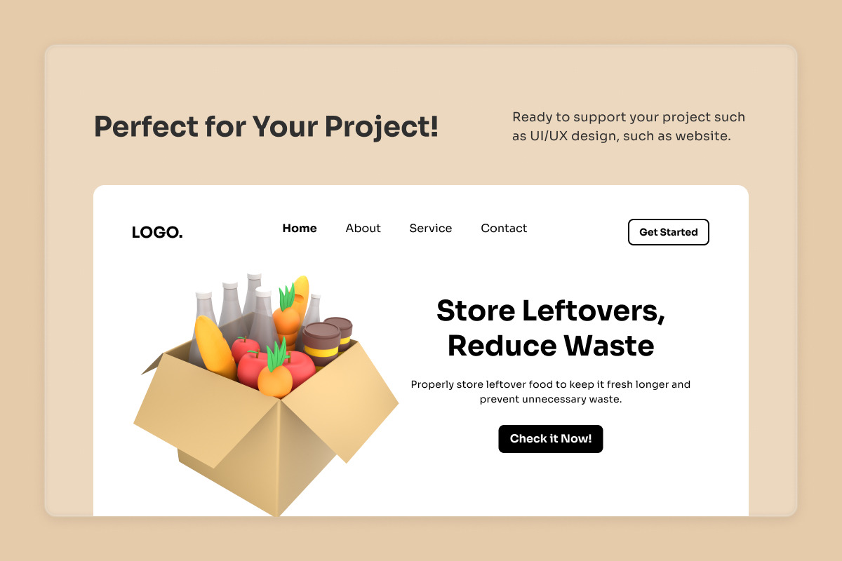 Food Waste Reduction 3D Icon Pack, an Object Illustration by twinstd (Photo 5 of 6)