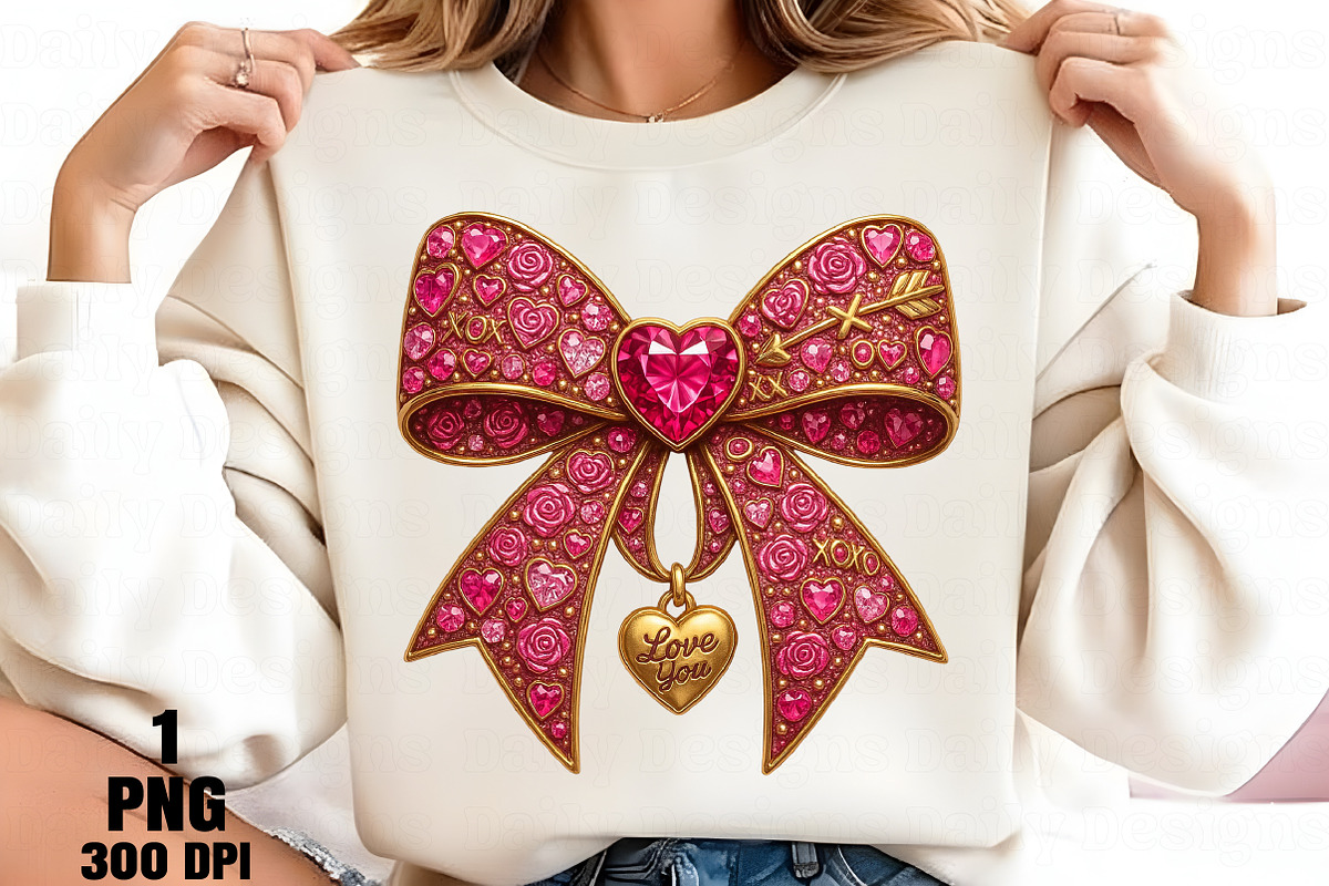 Rhinestone Valentines Bow Png, an Illustration by Daily.Designs (Photo 4 of 5)