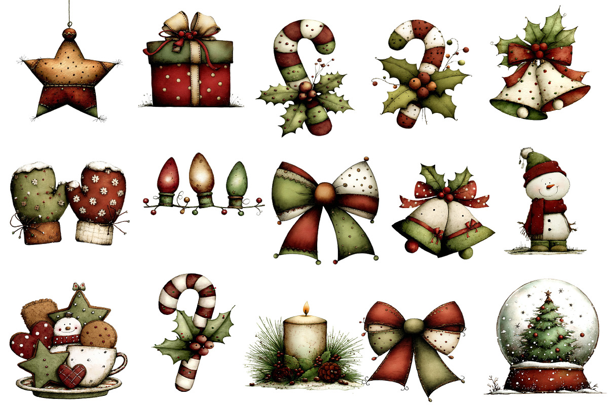 Whimsical Christmas  Clipart Bundle, an Illustration by Designworld (Photo 2 of 5)