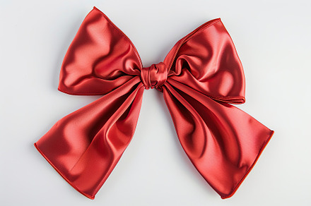 Red satin ribbon bow on white background, a Beauty & Fashion Photo by AlyaAnd