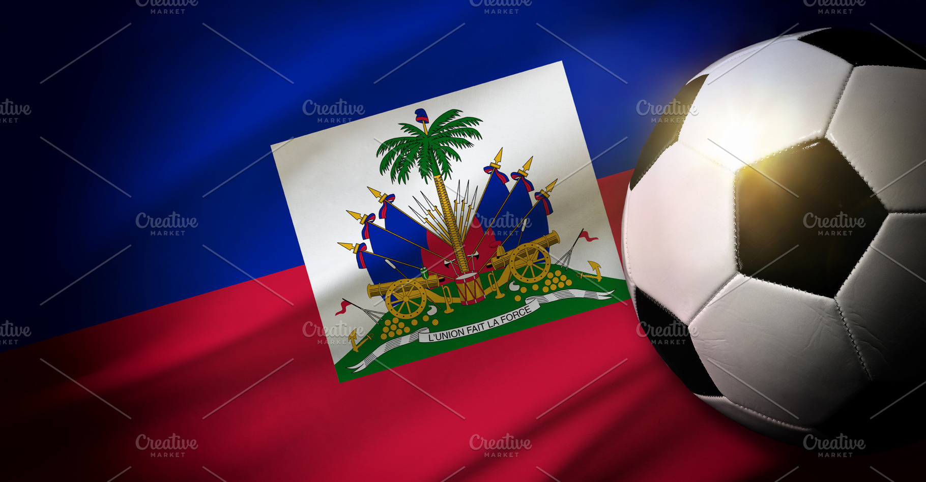 Haiti Flag with Soccer Ball Close-Up, a Sports & Recreation Photo by Davizro's Market