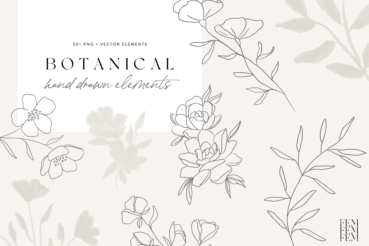 Hand Drawn Botanical Logo & Branding, a Texture Illustration by FEM Creative Studio (Photo 1 of 7)