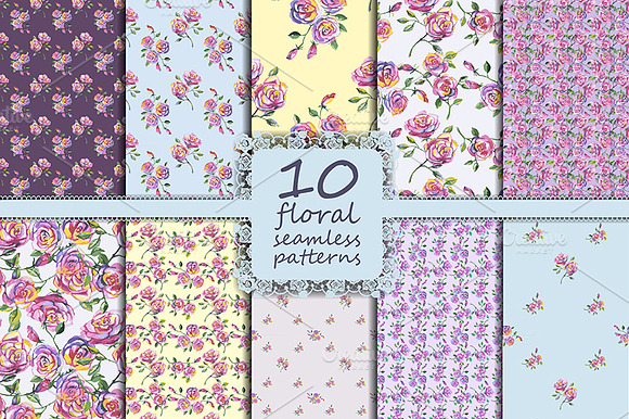 10 Floral Seamless Patterns