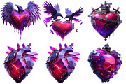 Gothic Valentine Hearts Clipart, an Illustration by Craft Nest (Thumbnail 9 of 9)