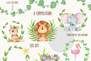 Little jungle watercolor clip art, an Animal Illustration by ekossa_art (Thumbnail 5 of 7)