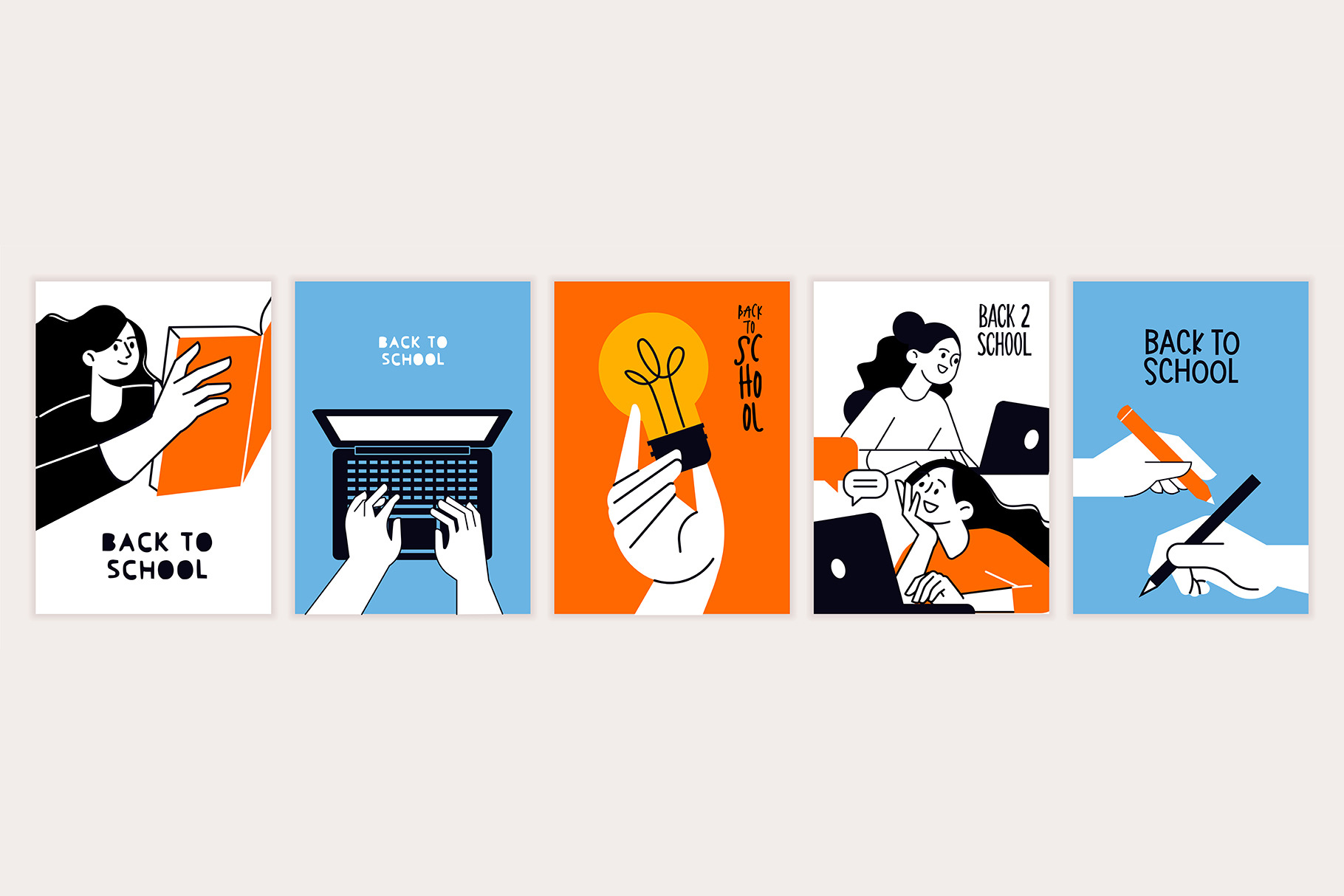 Set of back to school posters, an Education Illustration by PureSolution