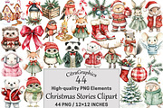Watercolor Christmas Stories Clipart, a Seasonal Illustration by CitraGraphics (Thumbnail 1 of 5)