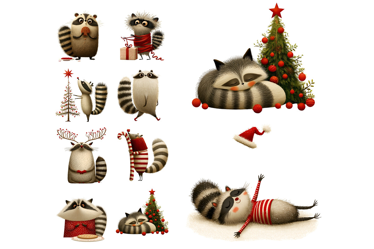 Christmas Raccoon PNG Clipart, a Seasonal Illustration by Nicolle's Colorful Art (Photo 4 of 4)