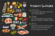 Italy Travel Vector Clipart Set, a Decorative Illustration by Luamor (Thumbnail 3 of 5)