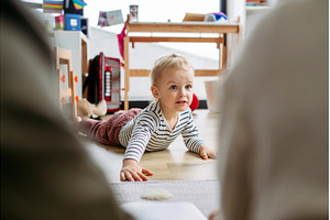 Toddler boy playing on floor in, a Person Photo by HalfPoint