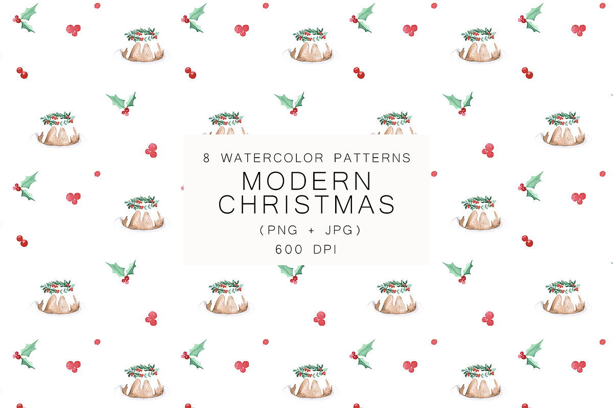 Watercolor Modern Christmas, a Seasonal Illustration by LeriaArt watercolor (Photo 10 of 17)